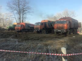 Вытеснение воды из магистрального трубопровода Транснефти