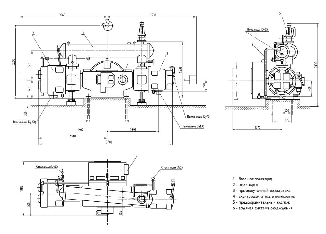 Общий вид компрессора поршневого СКС 2ВМ4 24-9