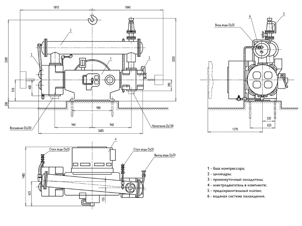 Общий вид компрессора поршневого СКС 2ВМ4 24-9